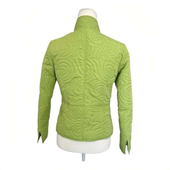 David Brooks W’s PXS Light Green Quilted Jacket Mandarin Collar Button Front - Picture 2 of 10